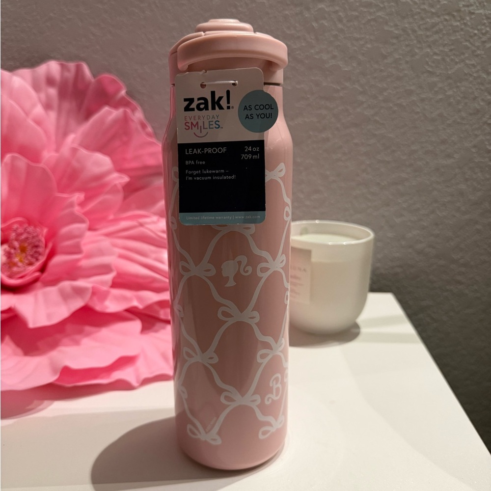 zak! Barbie Pink 24oz. Water Bottle with White Bow Accents - Picture 3 of 9